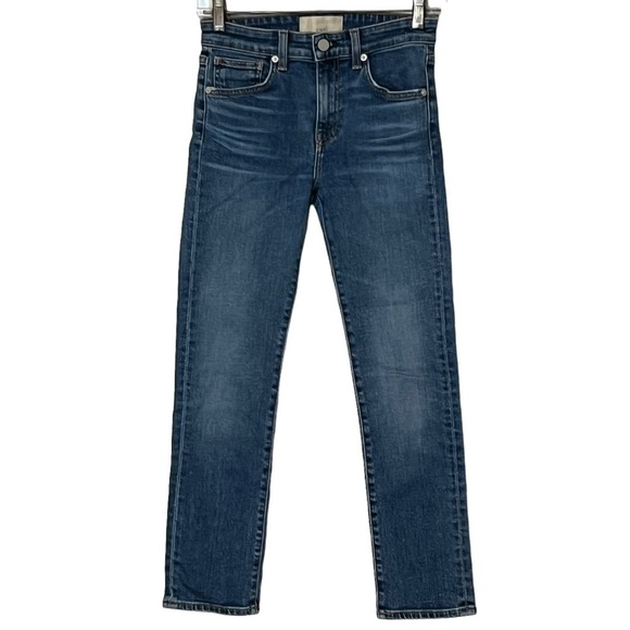 CQY Jeans Japanese Denim Mid Rise Straight Leg Medium Wash Cropped Jeans 24 - Picture 4 of 16